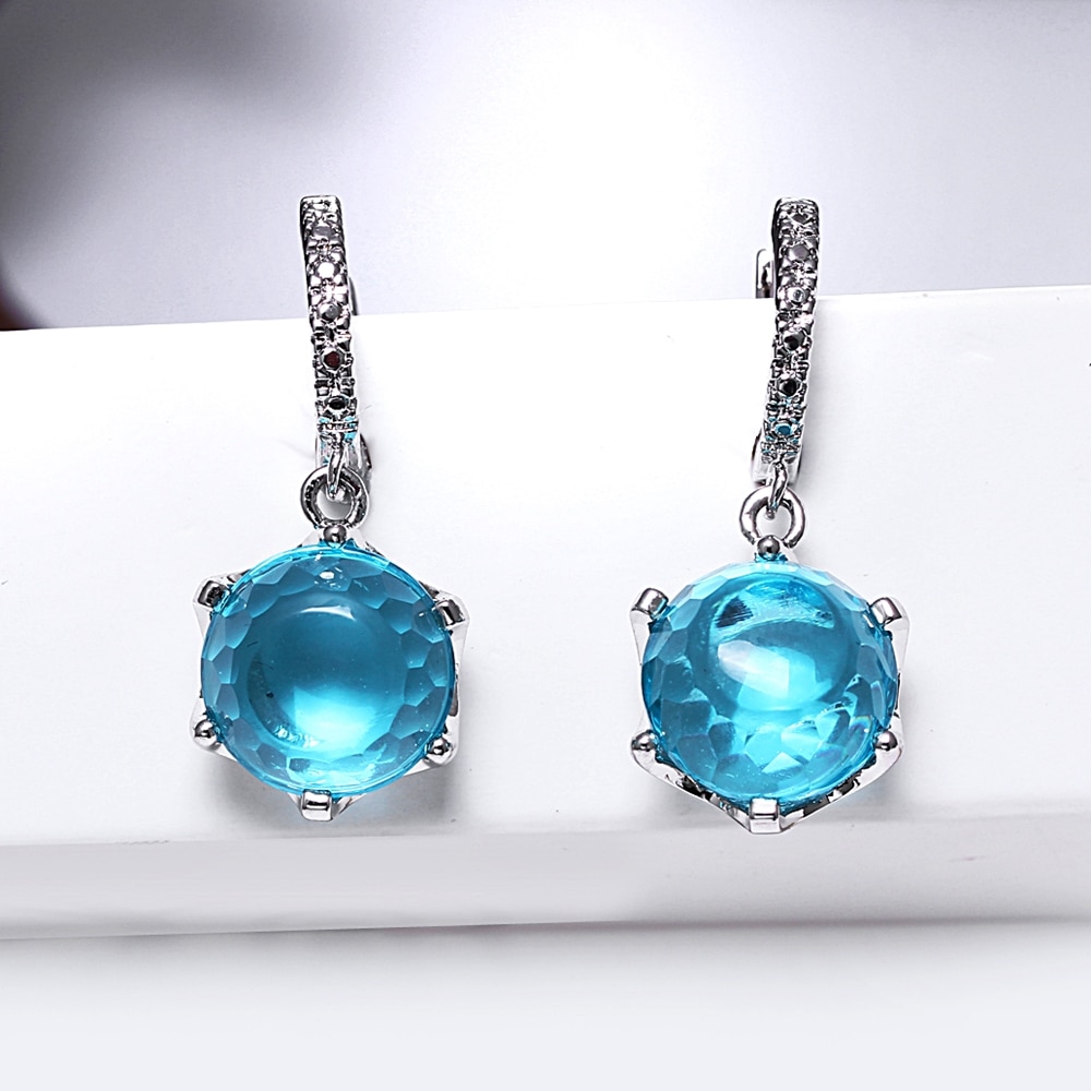 Women's Fine Earrings with Blue Crystals