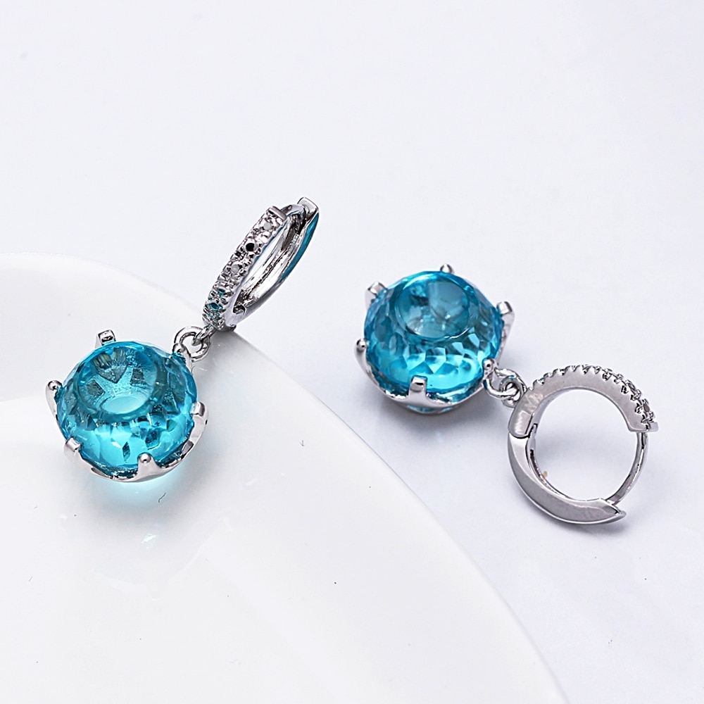 Women's Fine Earrings with Blue Crystals