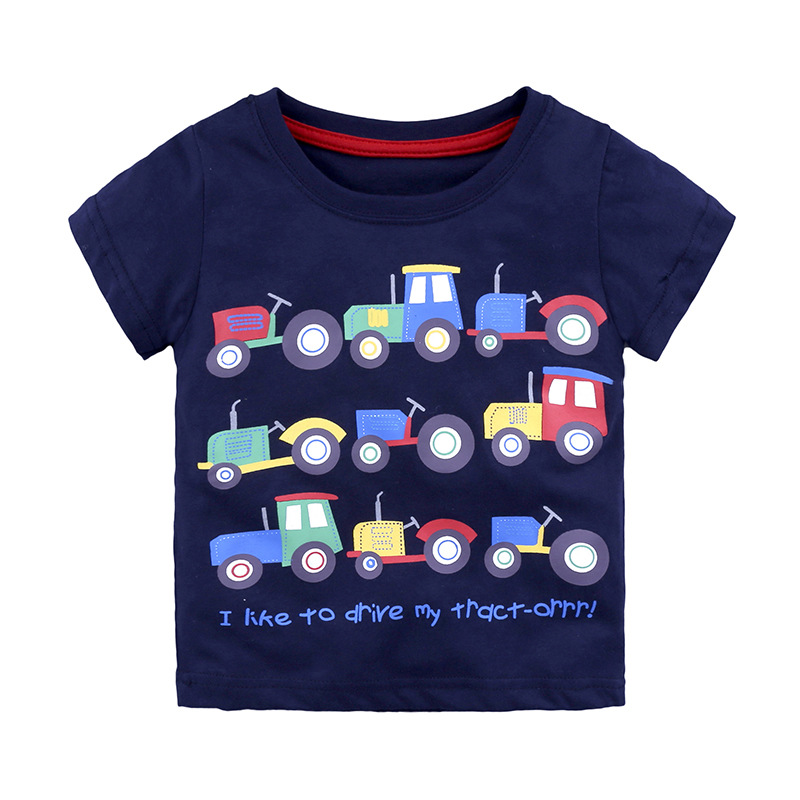 Summer Baby Cotton O-Neck T-Shirt with Cartoon Print