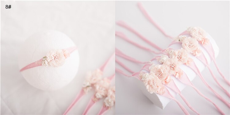 Baby Girl's Elastic Headband with Flower Shaped Ribbons