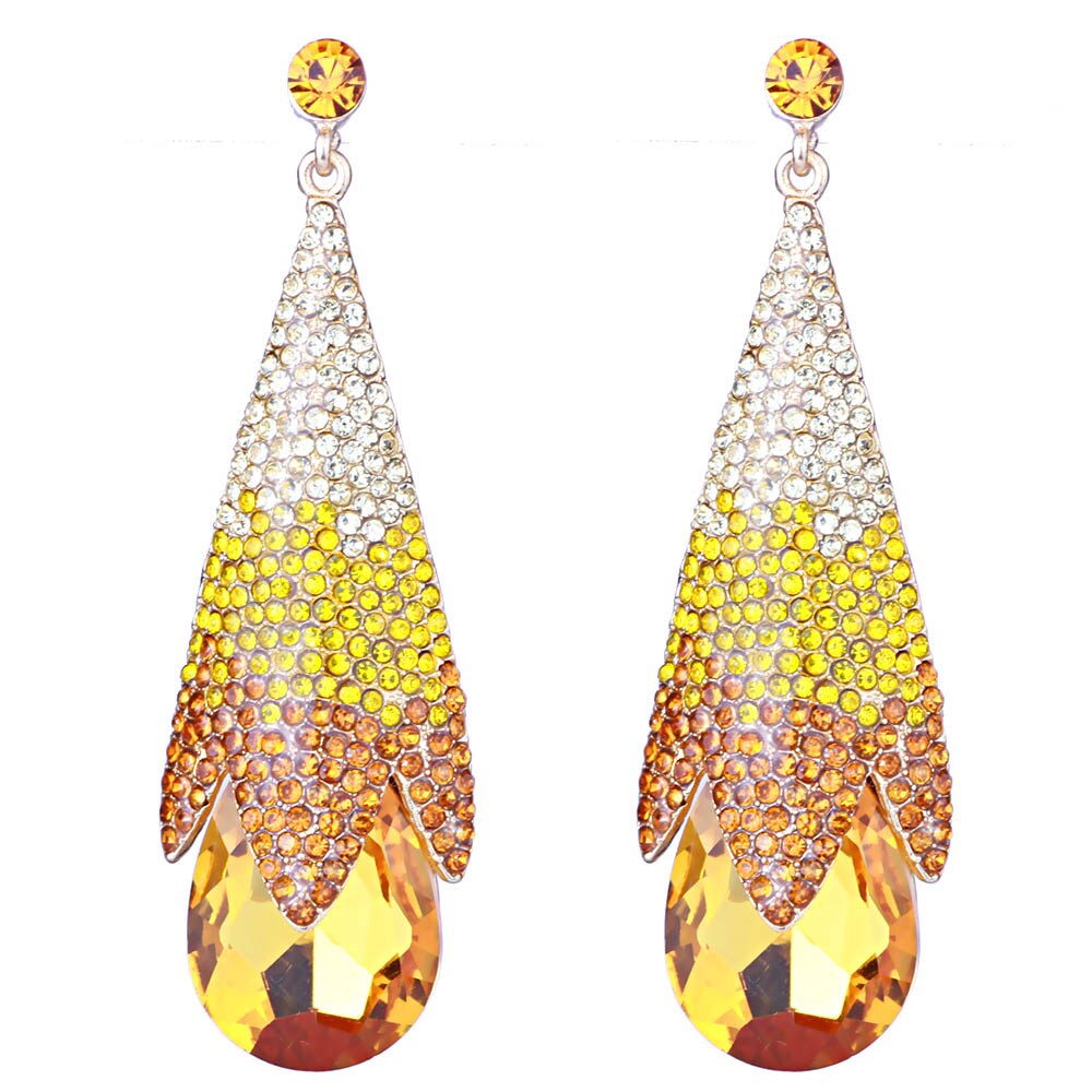 Women's Wedding Drop Earrings with Multicolor Rhinestones