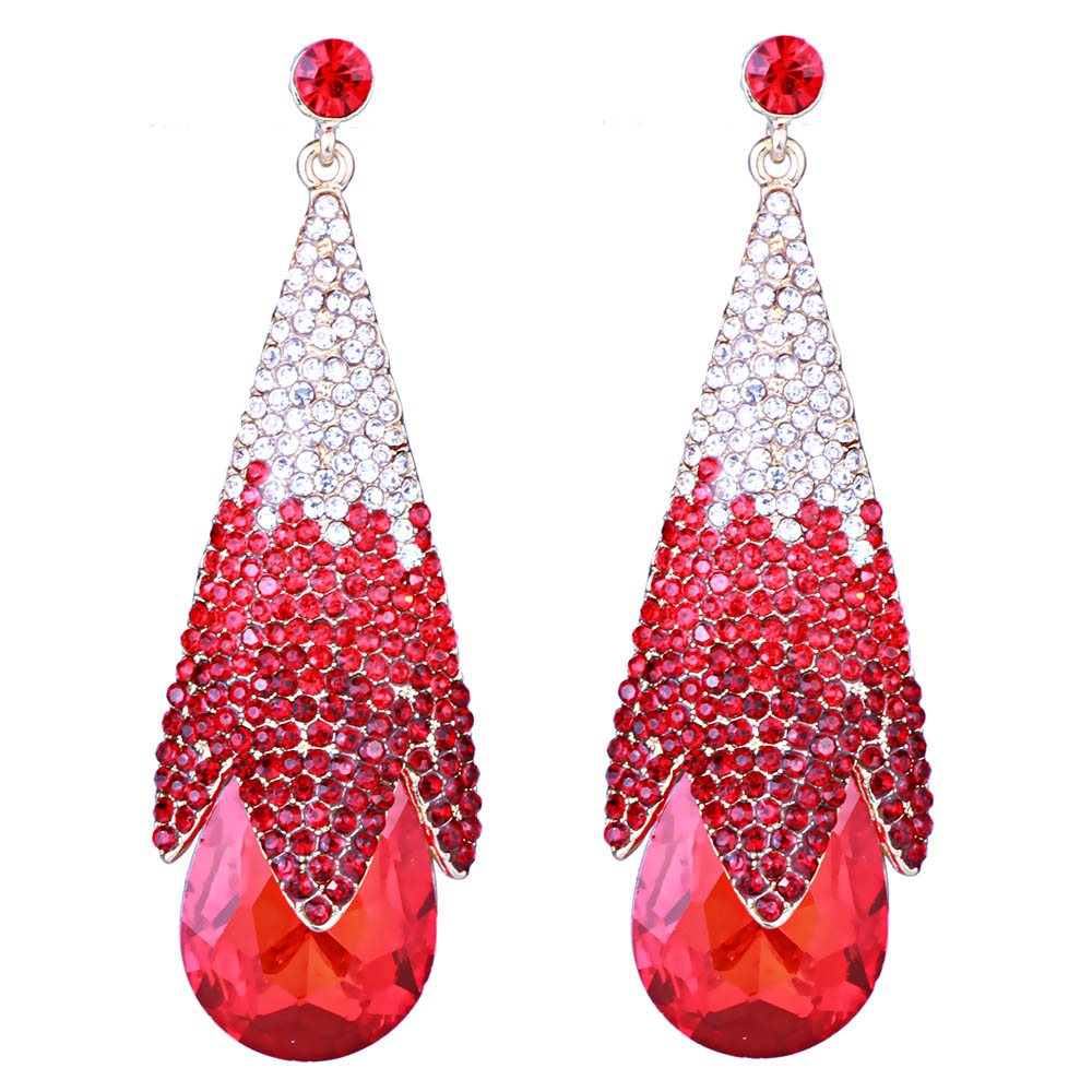 Women's Wedding Drop Earrings with Multicolor Rhinestones