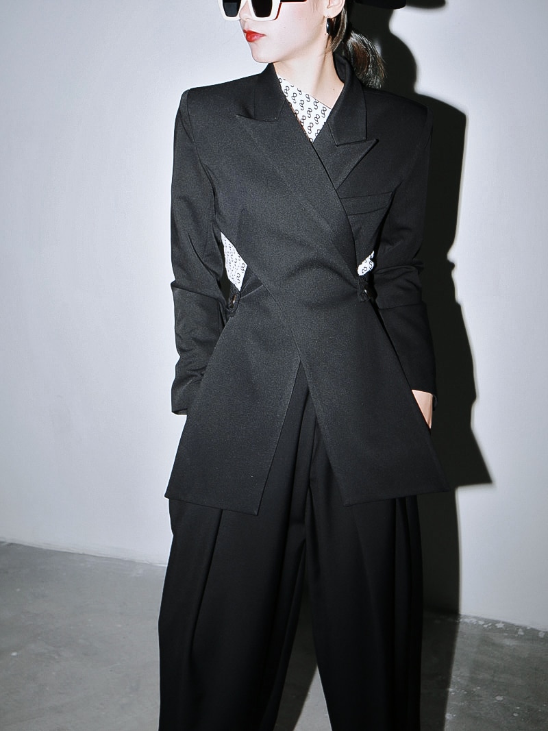 Open Back Cross Front Blazer