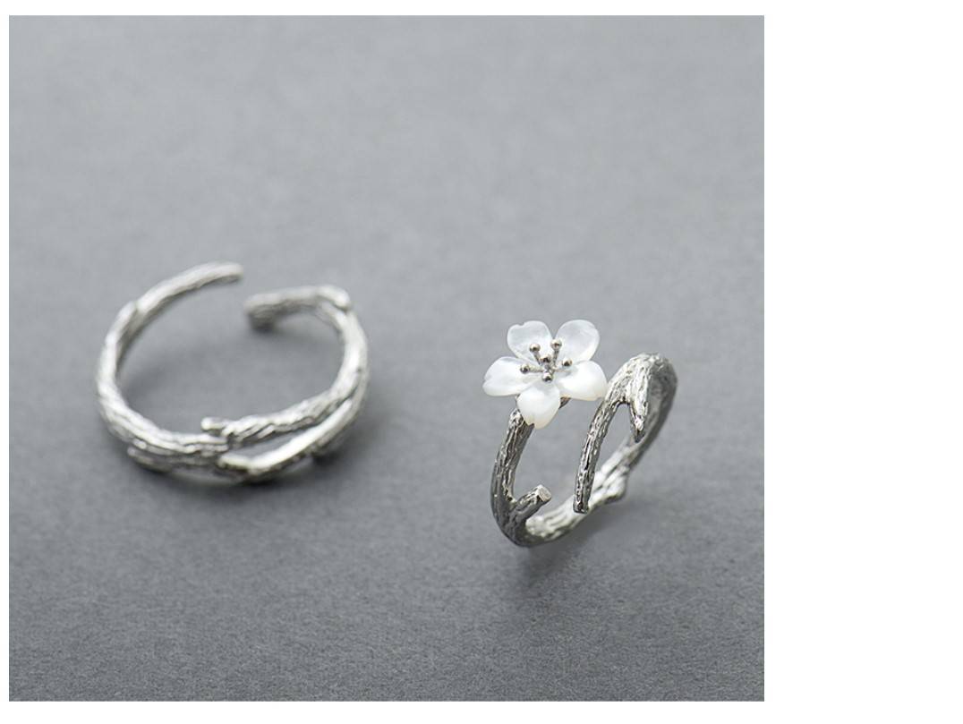 Women's 925 Sterling Silver Cherry Blossom Rings Set