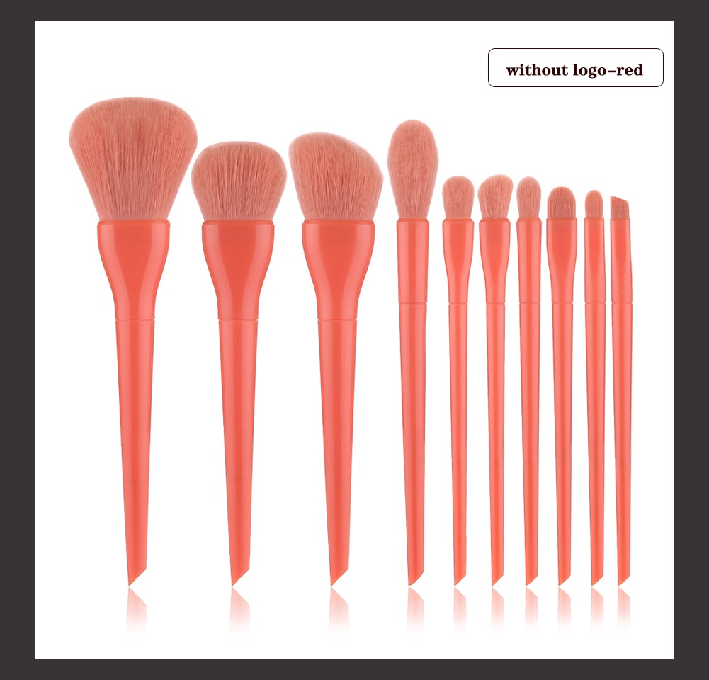 Candy Color Natural Fiber Makeup Brushes 10 Pcs Set