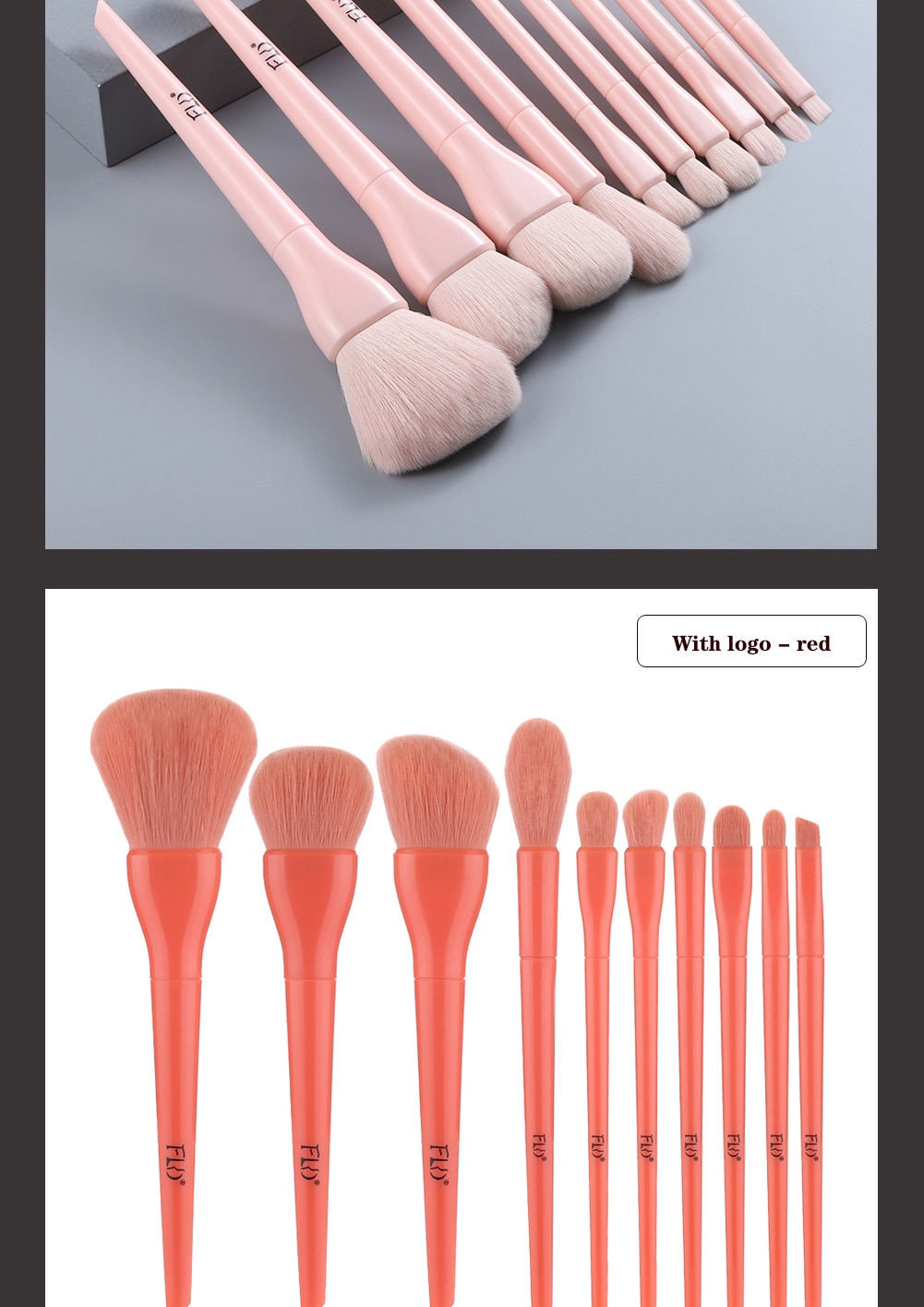 Candy Color Natural Fiber Makeup Brushes 10 Pcs Set