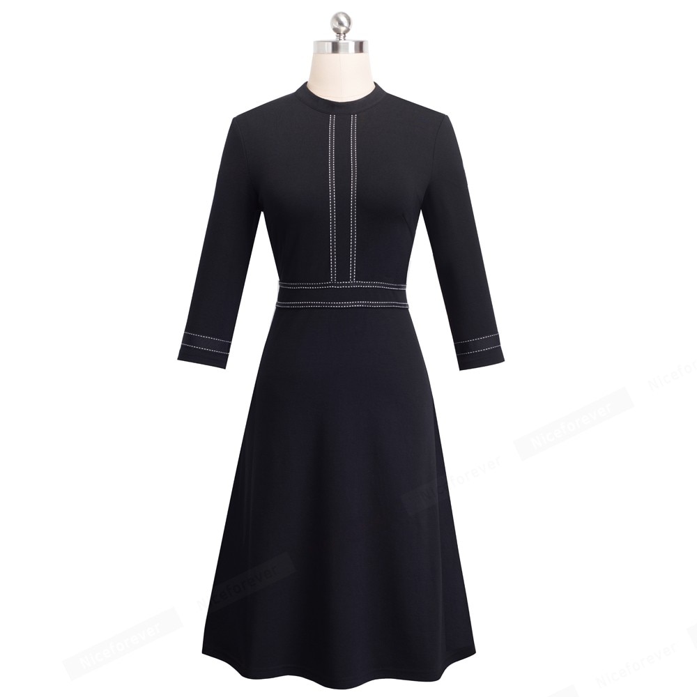 Retro Style Patchwork A-Line Dress for Women