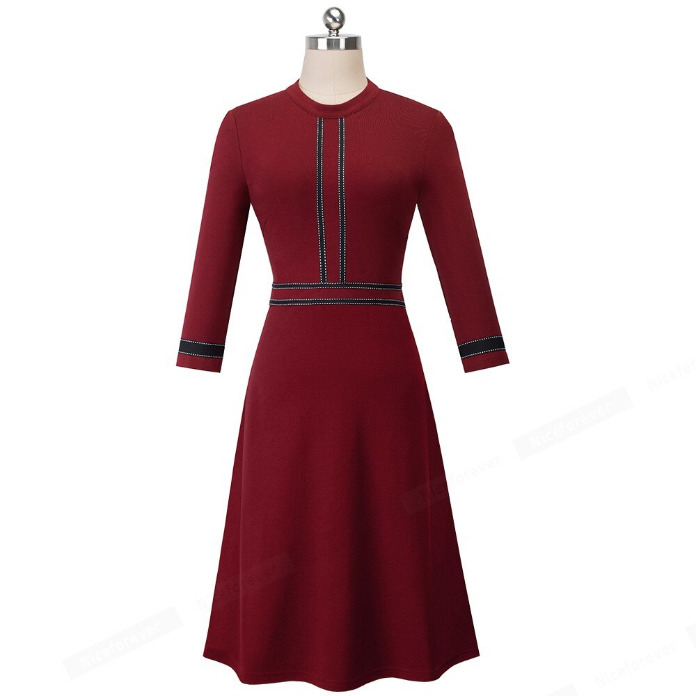 Retro Style Patchwork A-Line Dress for Women Retro Style Patchwork A-Line Dress for Women