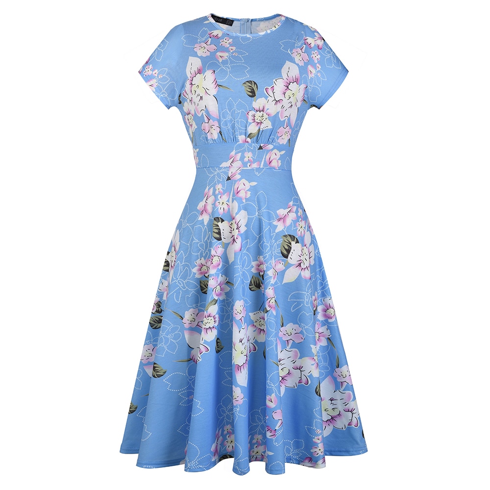 Floral Printed Pleated A-Line Dress for Women