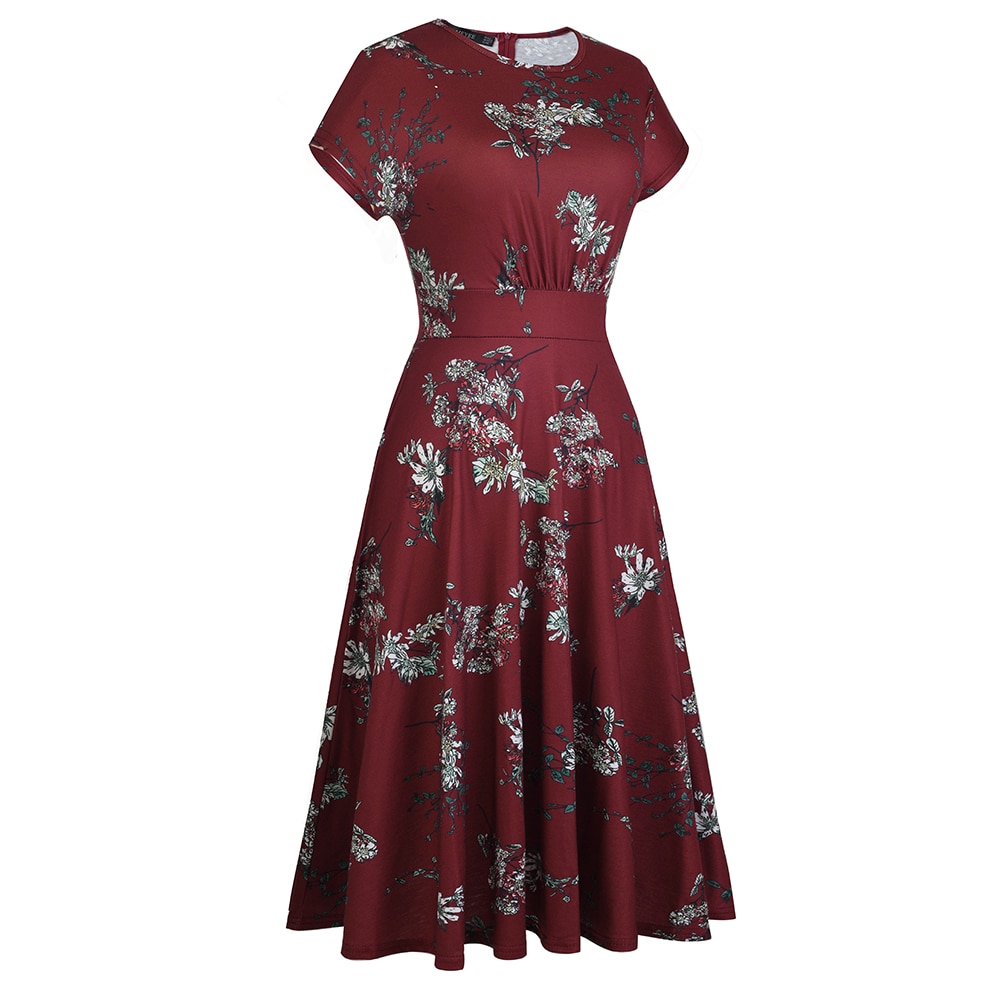 Floral Printed Pleated A-Line Dress for Women Floral Printed Pleated A-Line Dress for Women