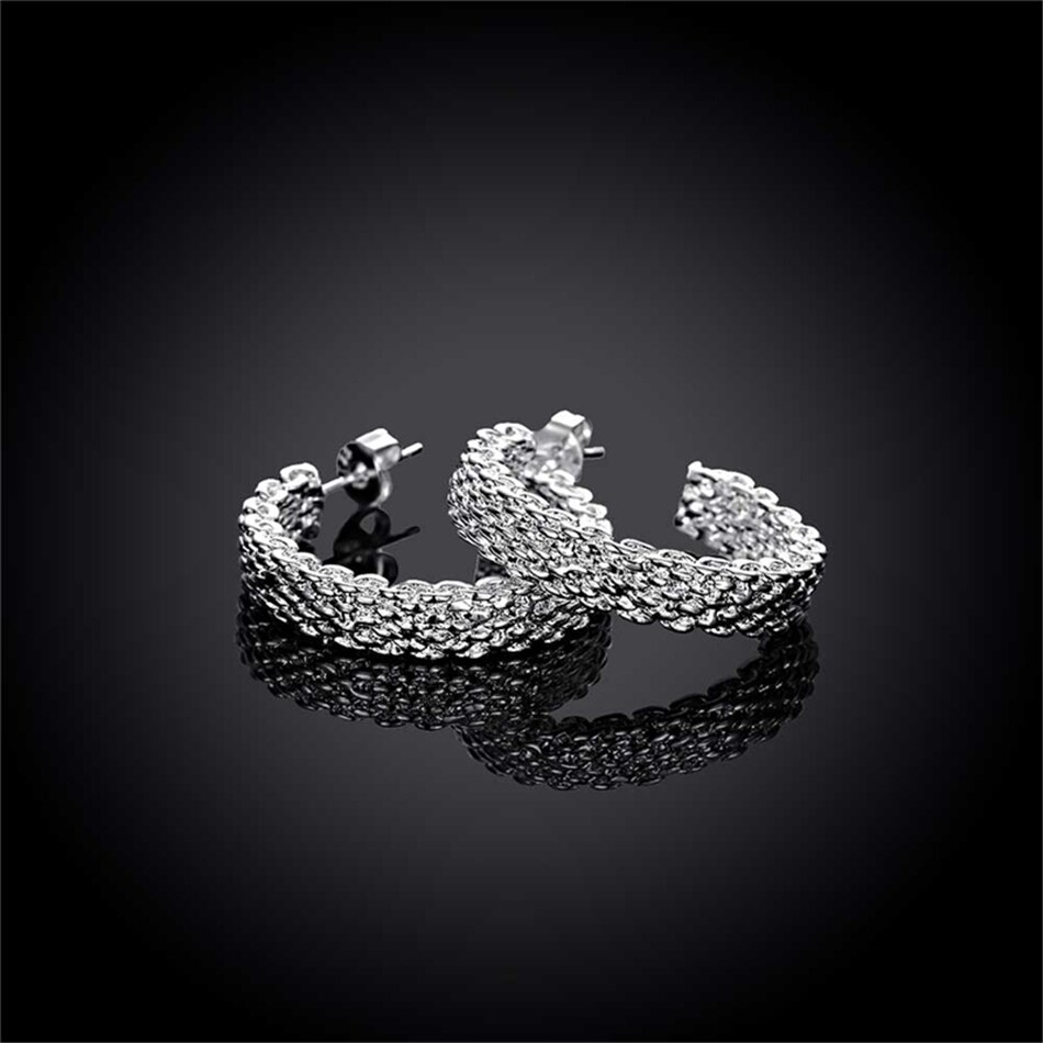 Silver Round Stud Earrings for Women