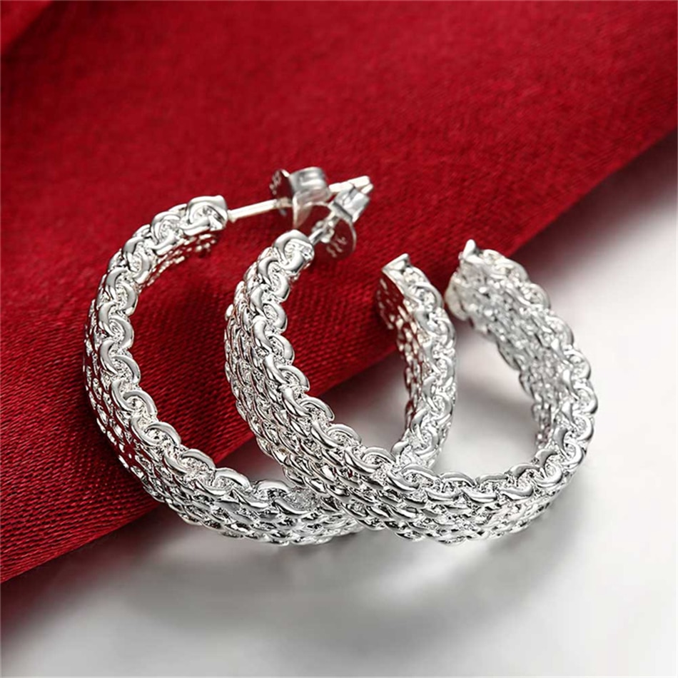 Silver Round Stud Earrings for Women