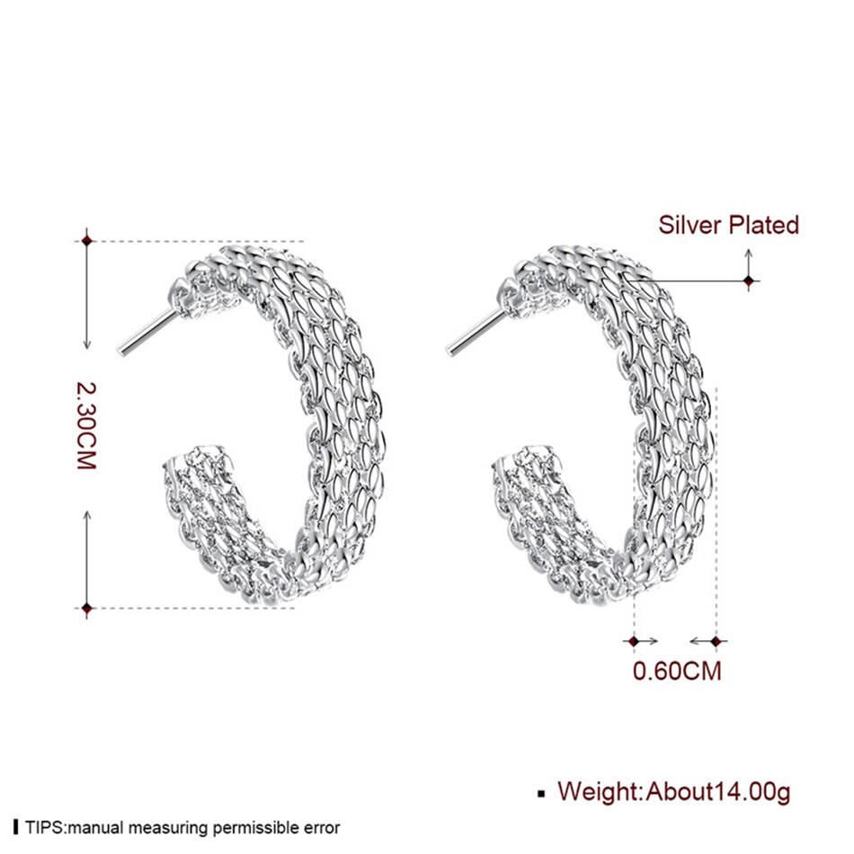 Silver Round Stud Earrings for Women