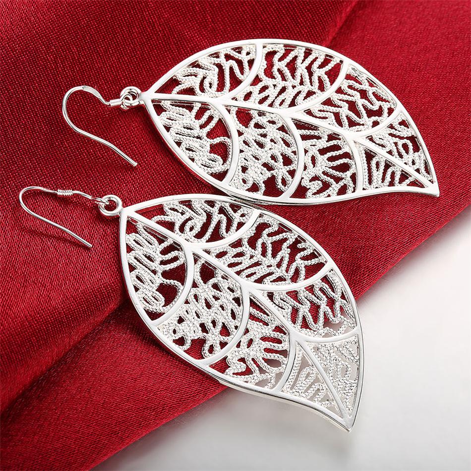 925 Sterling Silver Leaf Shaped Earrings for Women