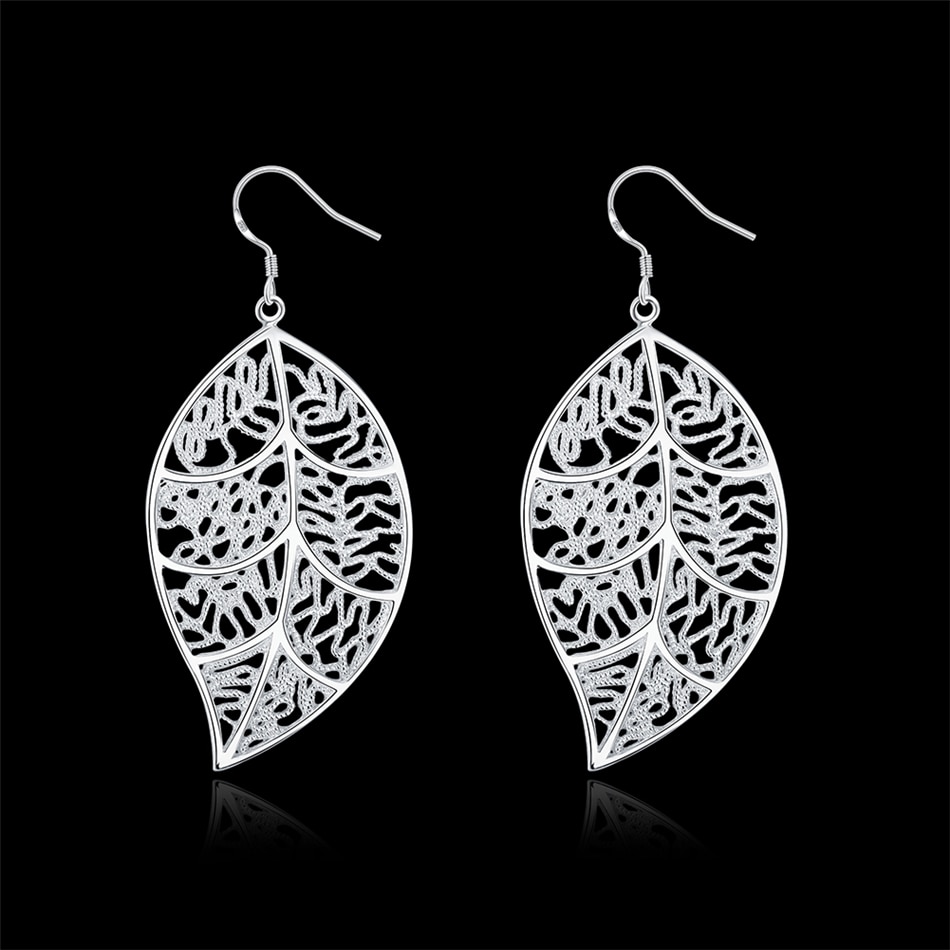 925 Sterling Silver Leaf Shaped Earrings for Women