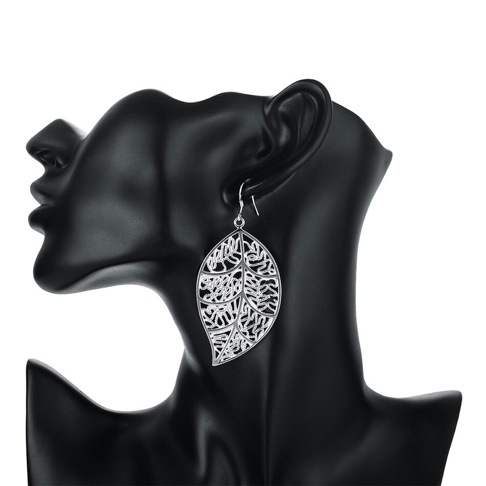 925 Sterling Silver Leaf Shaped Earrings for Women