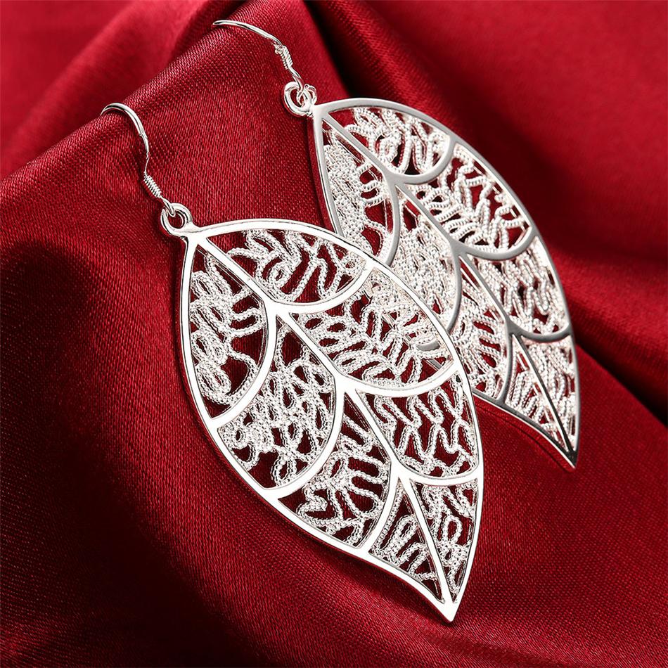925 Sterling Silver Leaf Shaped Earrings for Women