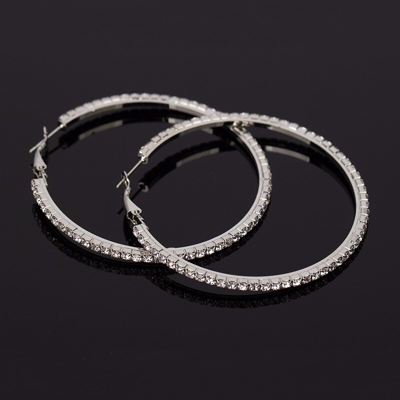 Women's Big Round Earrings with Crystals