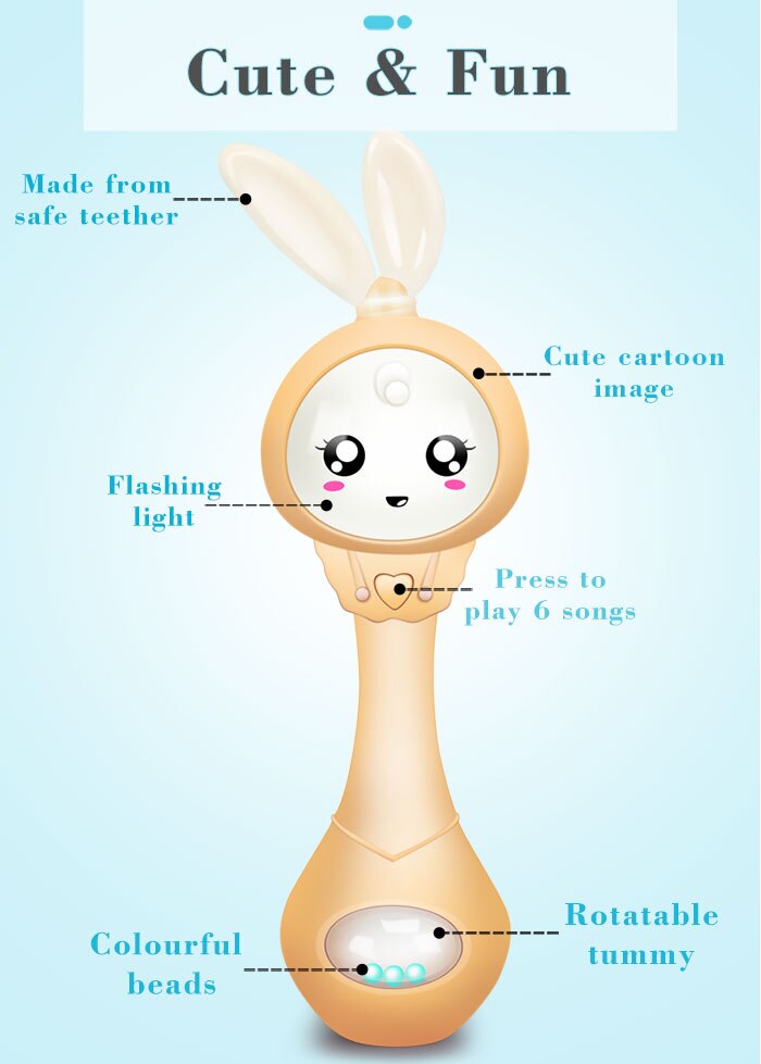 Baby's Music Teether Bunny Rattle Toy