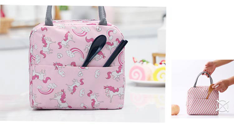 Patterned Portable Lunch Bag with Zipper