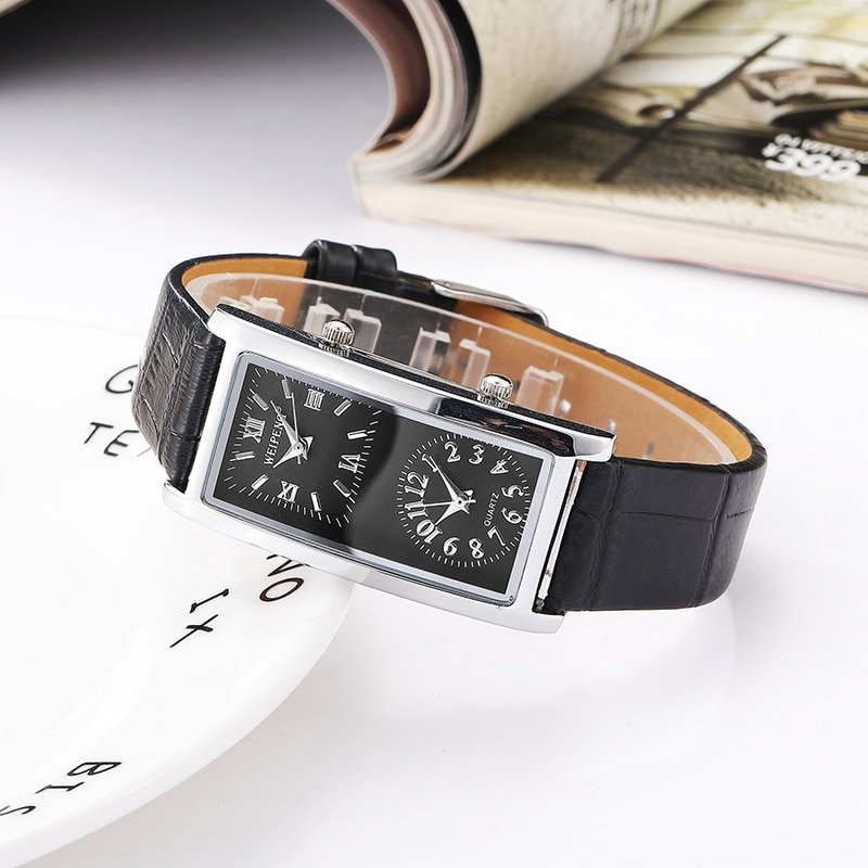 Women's Dual Dial Rectangular Quartz Watches