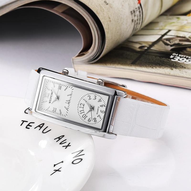 Women's Dual Dial Rectangular Quartz Watches