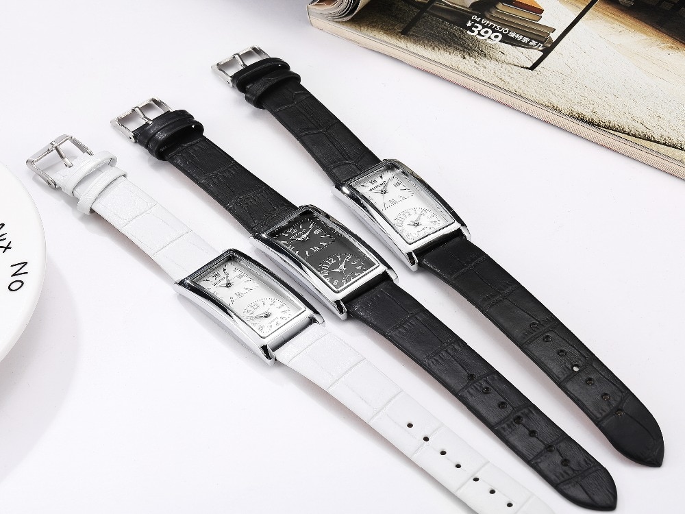 Women's Dual Dial Rectangular Quartz Watches