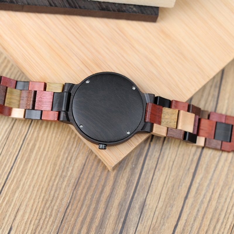 Wooden Watch with Colorful Band