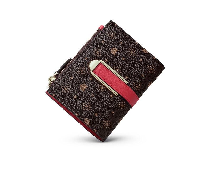 FOXER Women's Fashion Small Wallet PVC Leather Large Capacity Card Slot Female Coin Pocket Bifold Clutch Money Bag Key Holder