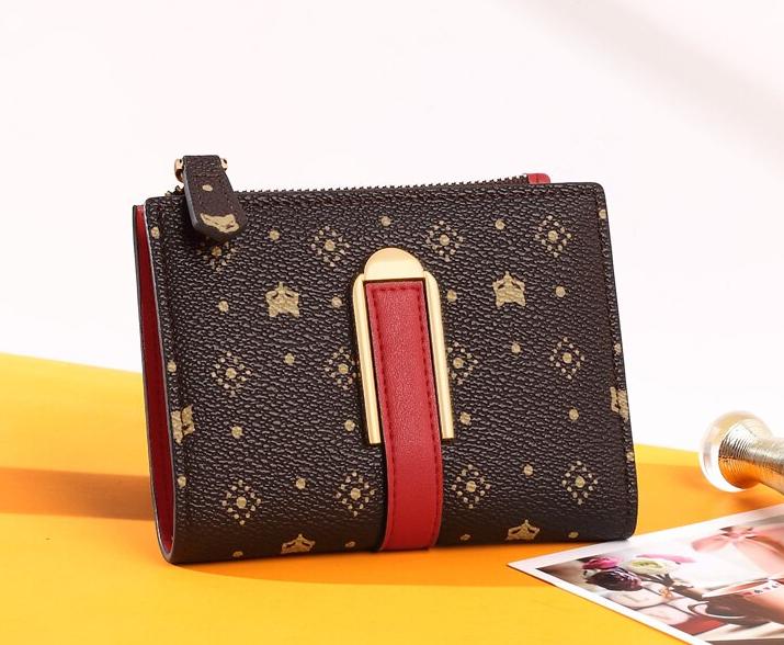 FOXER Women's Fashion Small Wallet PVC Leather Large Capacity Card Slot Female Coin Pocket Bifold Clutch Money Bag Key Holder