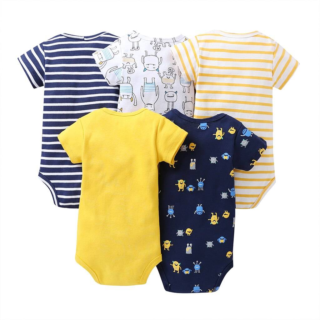 Printed Cotton Baby's Onesies 5 pcs Set