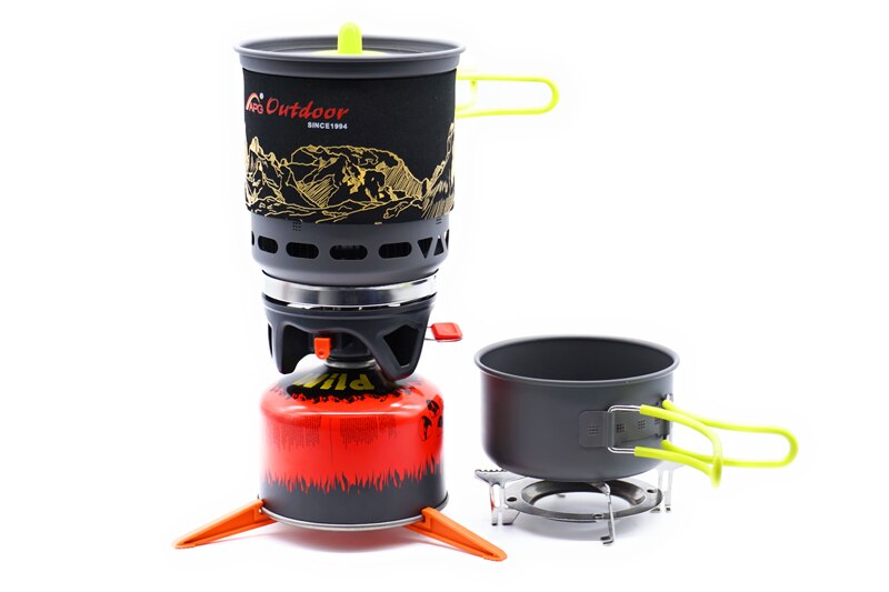 Portable Outdoor Gas Cooking System with Bowl and Pot