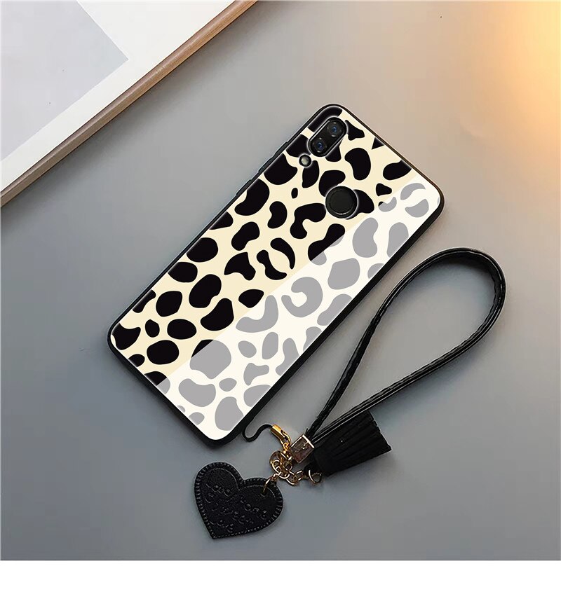 Leopard Tempered Glass iPhone Cover with Strap Leopard Tempered Glass iPhone Cover with Strap