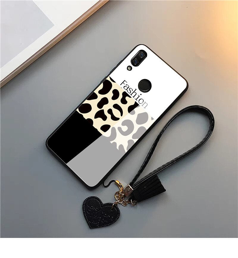 Leopard Tempered Glass iPhone Cover with Strap Leopard Tempered Glass iPhone Cover with Strap