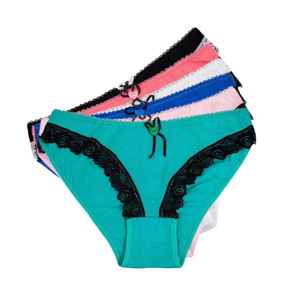 Women's Solid Color Panties Set, 6 Pcs