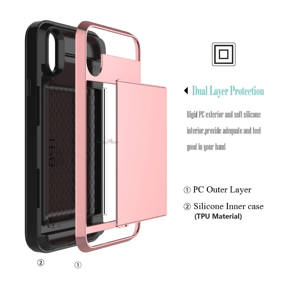 Slide Credit Card Slot Wallet Phone Case for iPhone Slide Credit Card Slot Wallet Phone Case for iPhone