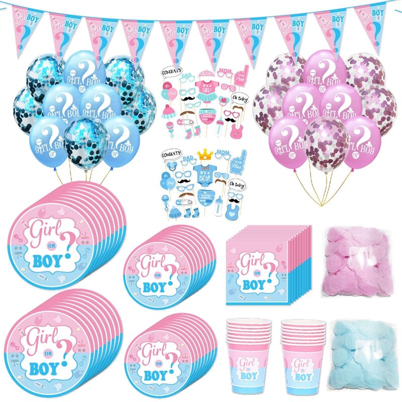 Gender Reveal Party Tableware Set & Decorations Gender Reveal Party Tableware Set & Decorations