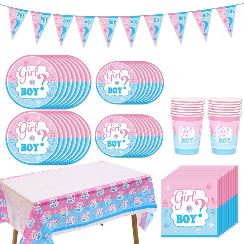 Gender Reveal Party Tableware Set & Decorations Gender Reveal Party Tableware Set & Decorations