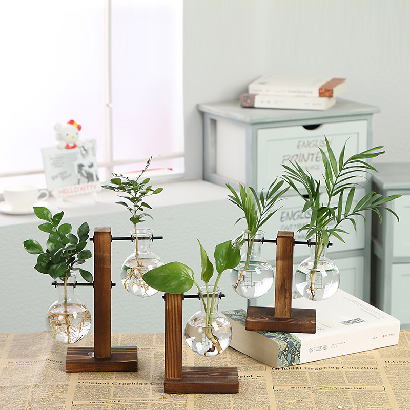 Vintage Themed Small Glass Vase with Stand
