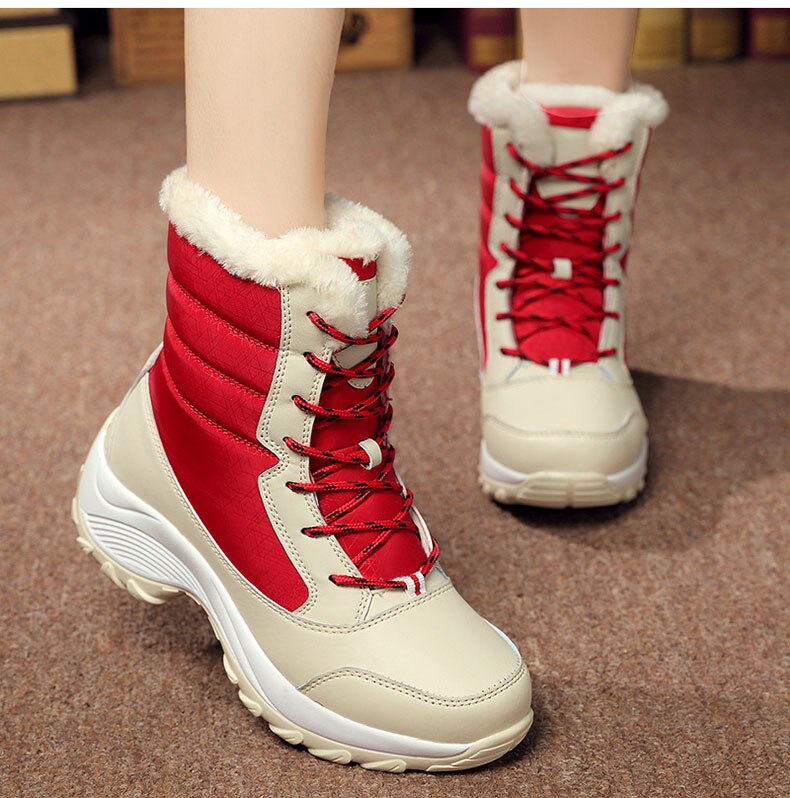 Women Boots Waterproof Winter Shoes Women Snow Boots Platform Keep Warm Ankle Winter Boots With Thick Fur Heels Botas Mujer 2019