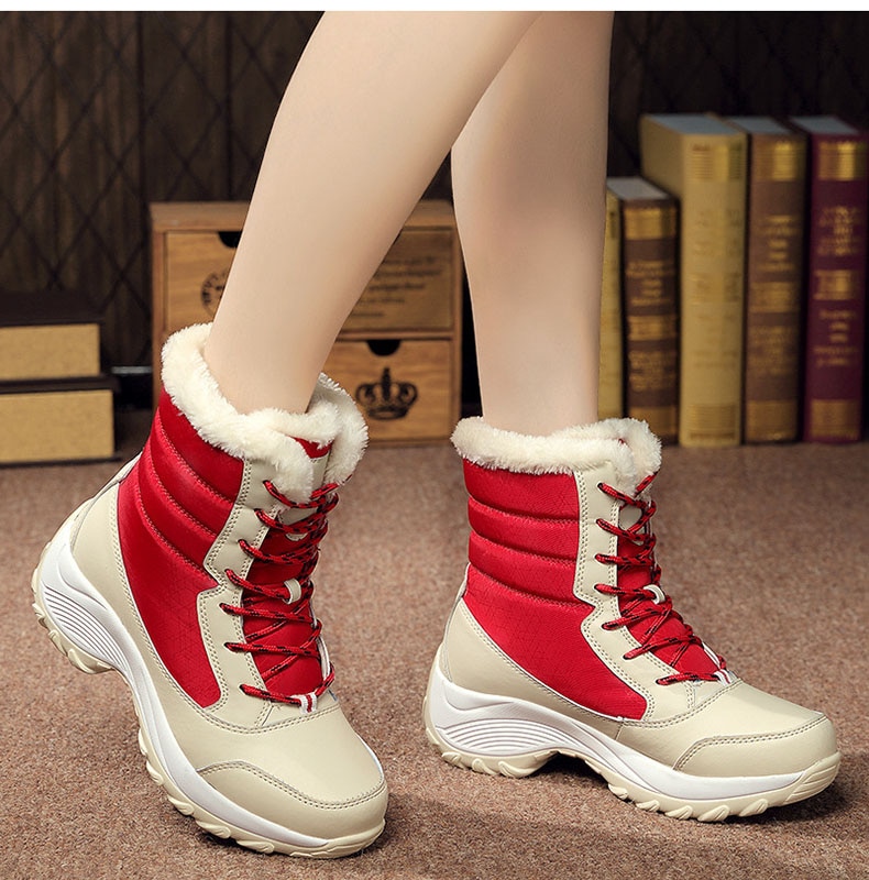 Women Boots Waterproof Winter Shoes Women Snow Boots Platform Keep Warm Ankle Winter Boots With Thick Fur Heels Botas Mujer 2019
