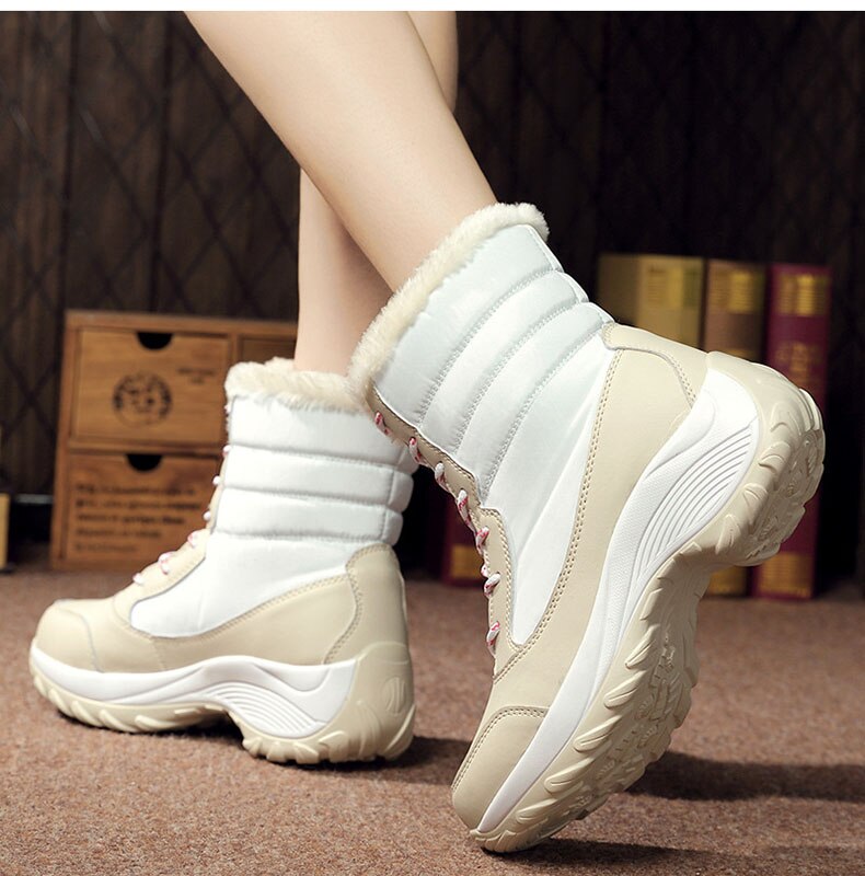 Women Boots Waterproof Winter Shoes Women Snow Boots Platform Keep Warm Ankle Winter Boots With Thick Fur Heels Botas Mujer 2019