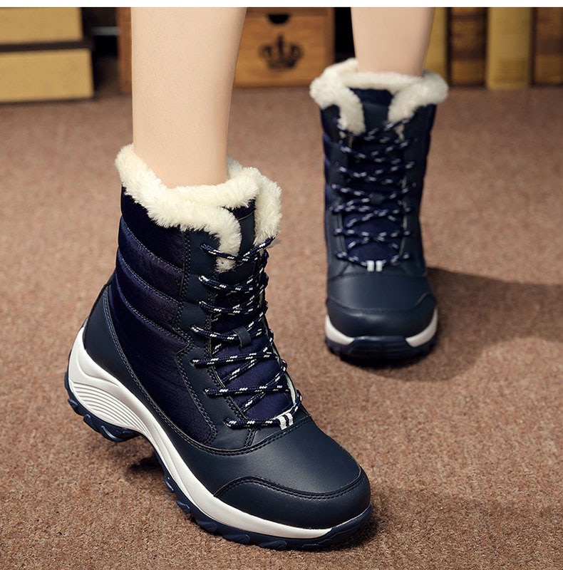 Women Boots Waterproof Winter Shoes Women Snow Boots Platform Keep Warm Ankle Winter Boots With Thick Fur Heels Botas Mujer 2019