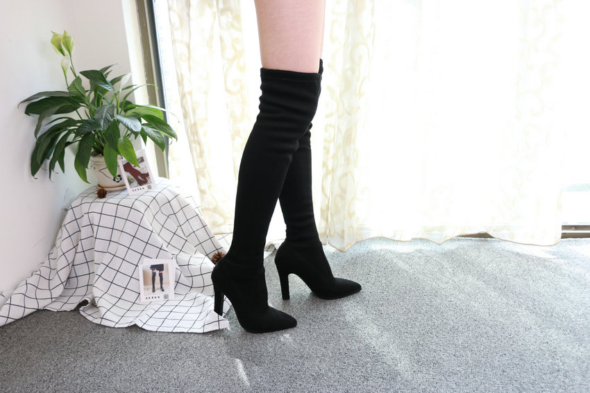 QUTAA 2020 Women Over The Knee High Boots Slip on Winter Shoes Thin High Heel Pointed Toe All Match Women Boots Size 34-43 QUTAA 2020 Women Over The Knee High Boots Slip on Winter Shoes Thin High Heel Pointed Toe All Match Women Boots Size 34-43