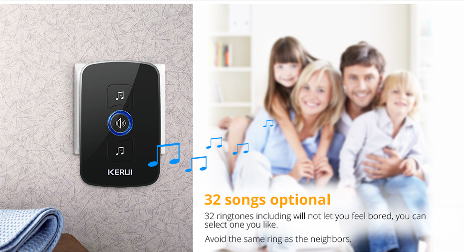 KERUI M525 Wireless Doorbell Waterproof Touch Button Home Security Welcome Smart Chimes Door bell Alarm LED light 32 Songs KERUI M525 Wireless Doorbell Waterproof Touch Button Home Security Welcome Smart Chimes Door bell Alarm LED light 32 Songs