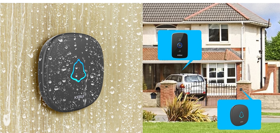 KERUI M525 Wireless Doorbell Waterproof Touch Button Home Security Welcome Smart Chimes Door bell Alarm LED light 32 Songs KERUI M525 Wireless Doorbell Waterproof Touch Button Home Security Welcome Smart Chimes Door bell Alarm LED light 32 Songs