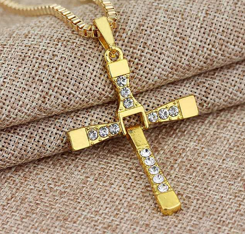 Classic Rhinestone Pendant Sliver Men Crystal Jesus Cross Pendant long Necklace Activities male Gift Jewelry accessory