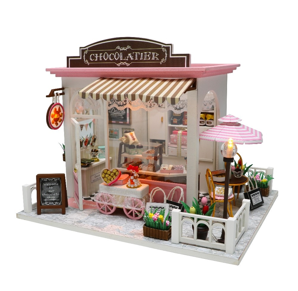 Miniature Wooden DIY Doll House with Furniture Kit