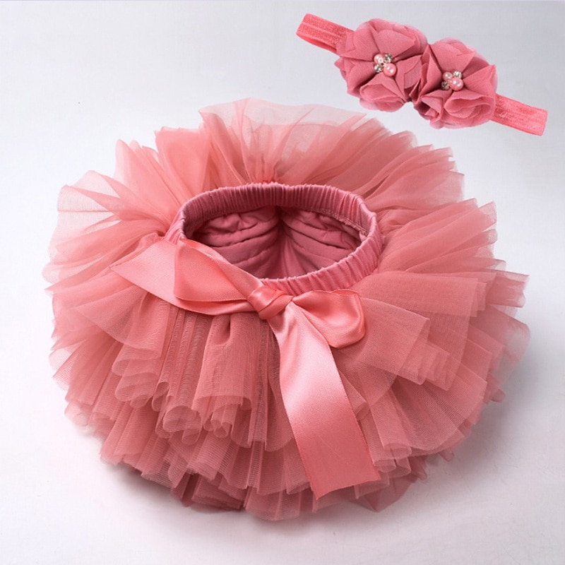 Baby Girl's Mesh Skirt with Bow and Matching Color Headband Baby Girl's Mesh Skirt with Bow and Matching Color Headband