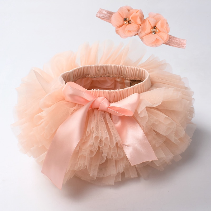 Baby Girl's Mesh Skirt with Bow and Matching Color Headband Baby Girl's Mesh Skirt with Bow and Matching Color Headband